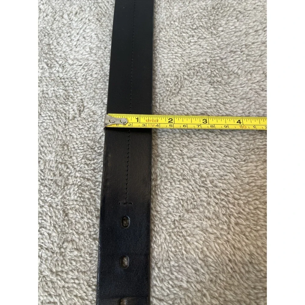 Fossil Men Black Leather Silver Metal Heavy Buckle Belt Size 8.5 34 Flawed